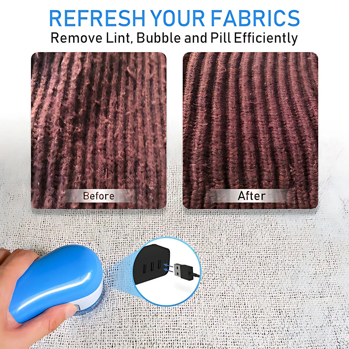 1PC Fabric Shaver Lint Remover - USB Powered.