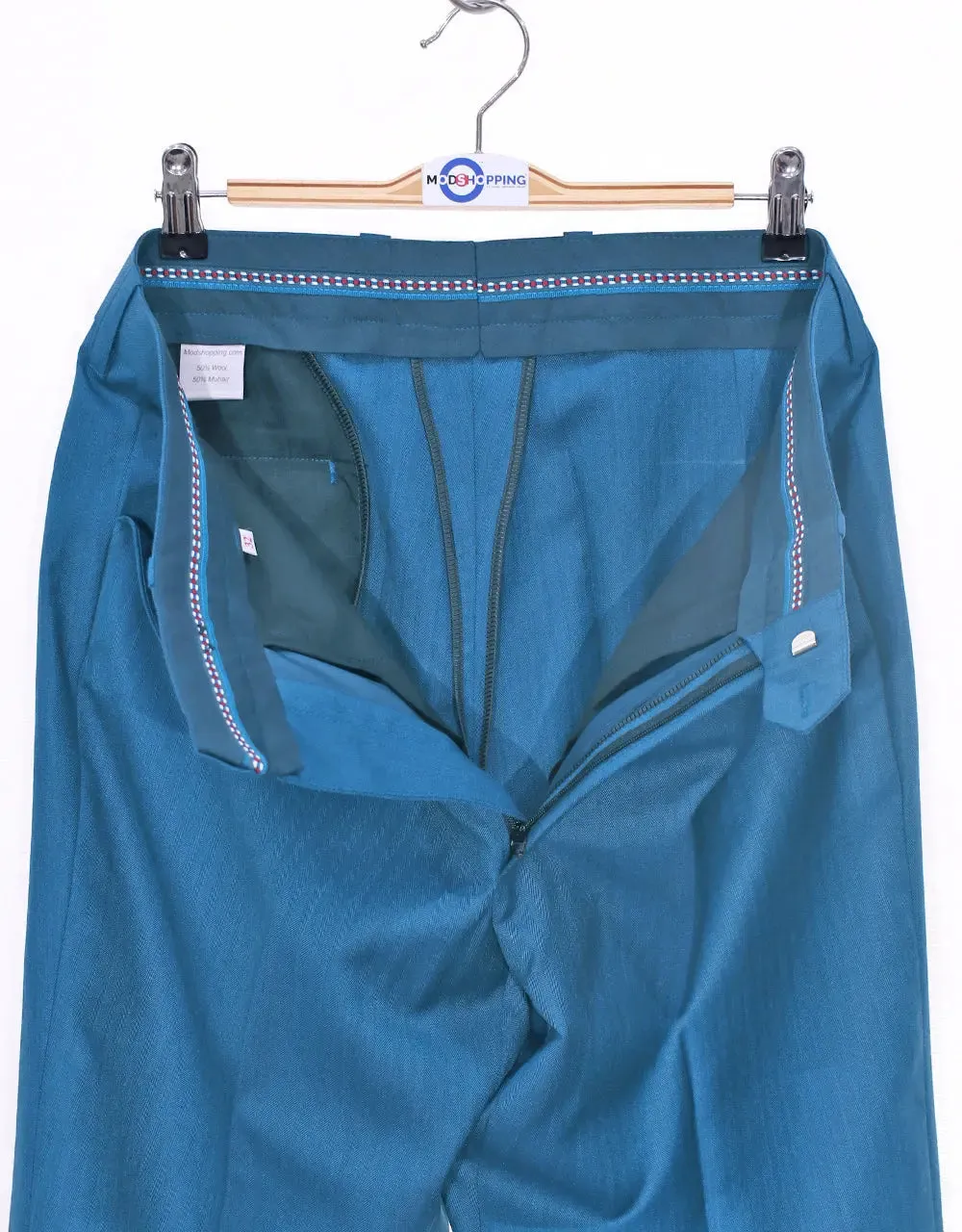 3 Piece Suit | Deep Sky Blue Herringbone Suit