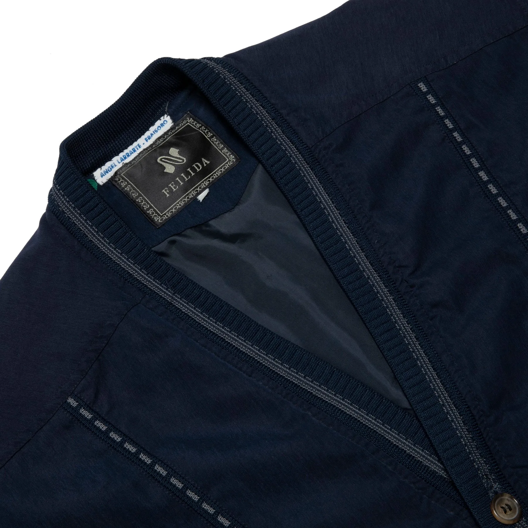 70s Swiss Jacquard Linear Rib Trim Layering Jacket