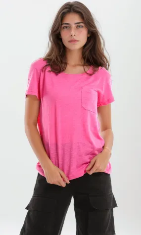 93008 Basic Lightweight Round Fuchsia Tee