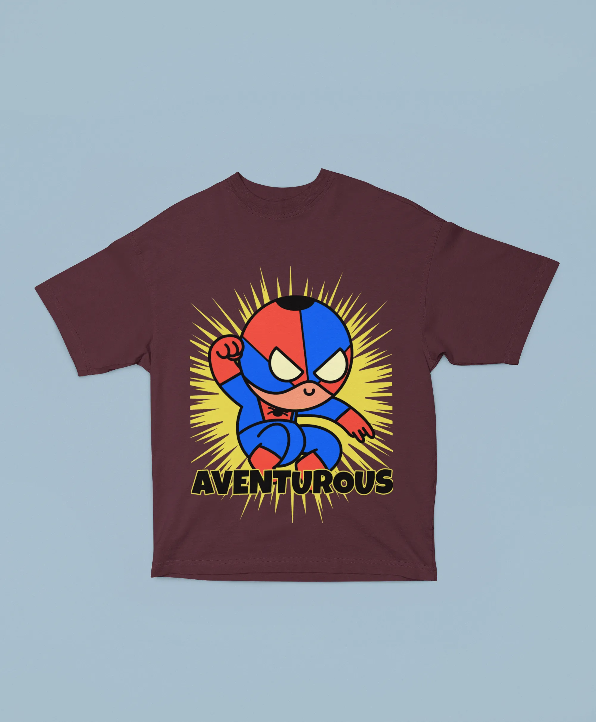 Adventurous Oversized Maroon Front and Back Printed T-shirt Unisex