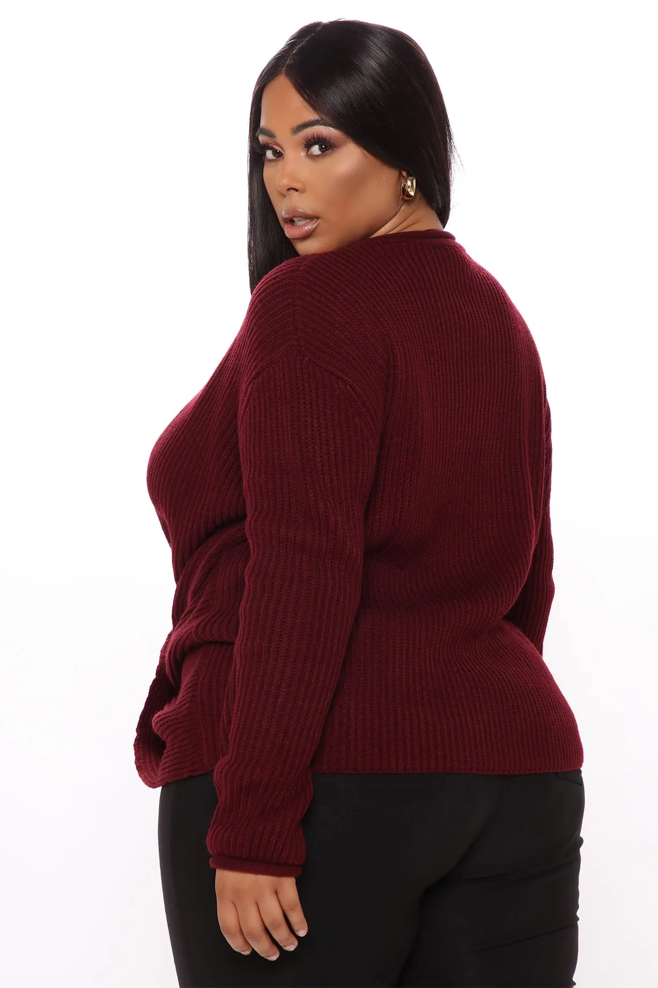 Amaiya Buckle Sweater - Burgundy