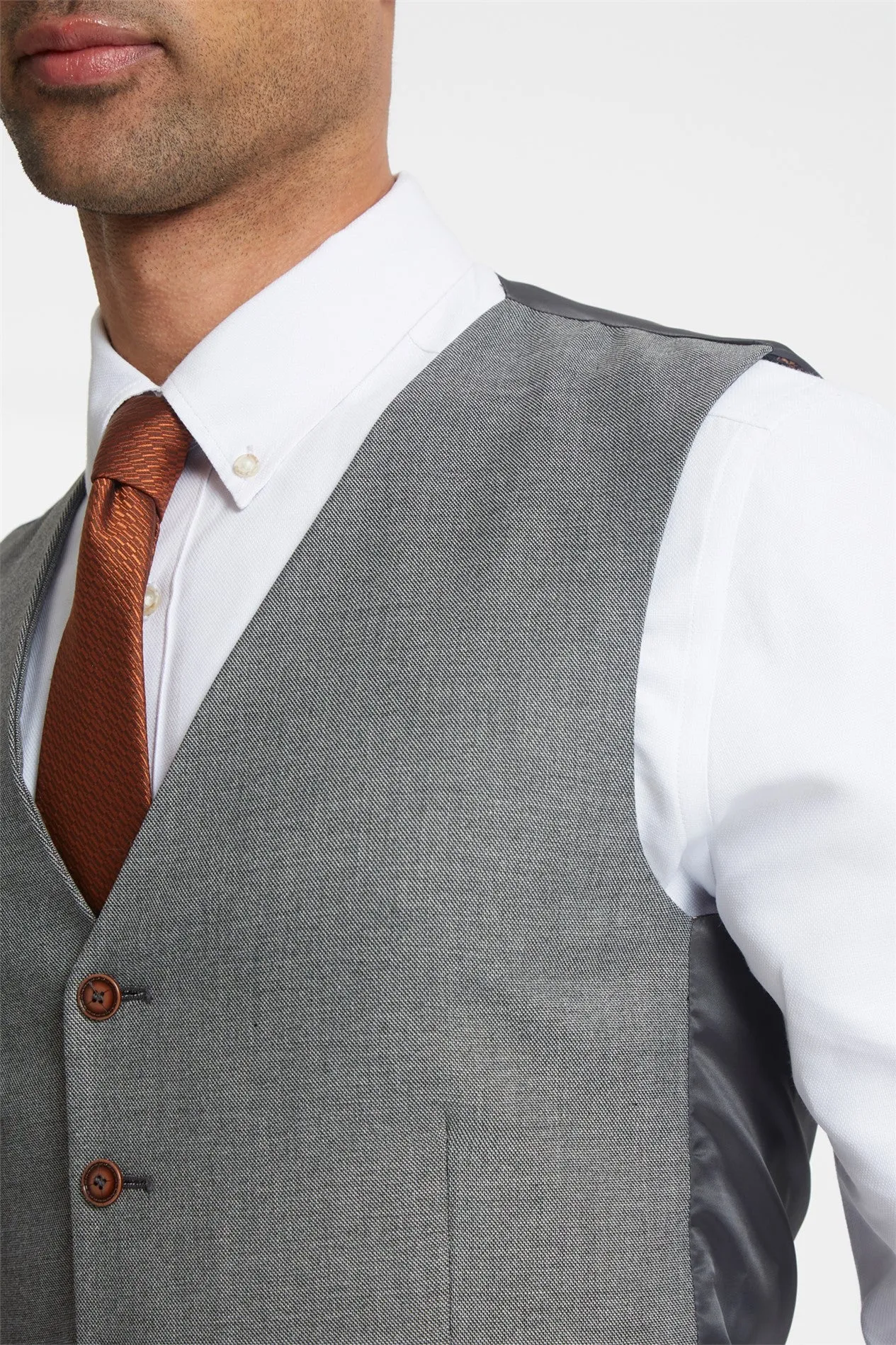 ANTIQUE ROGUE 
Slim Fit Grey Texture Suit singe Breasted waist