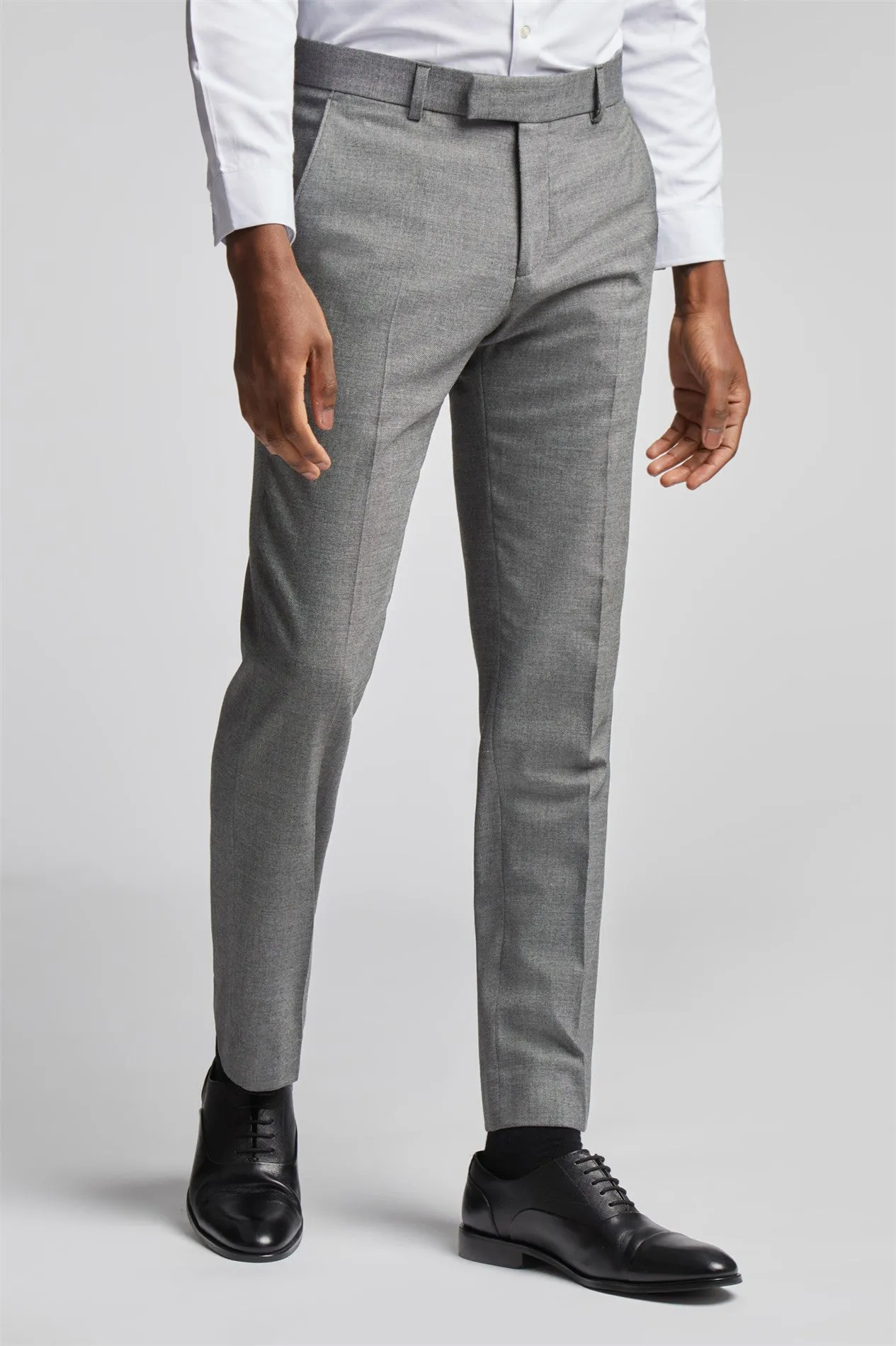 ANTIQUE ROGUE 
Slim Fit Grey Texture Suit singe Breasted waist