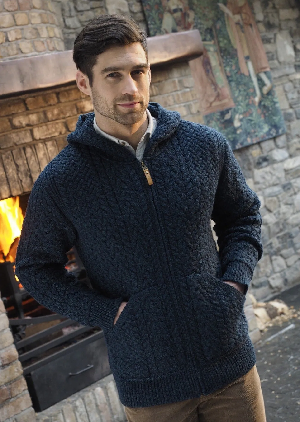 Aran Crafts Men’s Hooded Cardigan | Sherwood