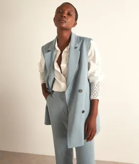 AVA BLUE SLEEVELESS SUIT JACKET