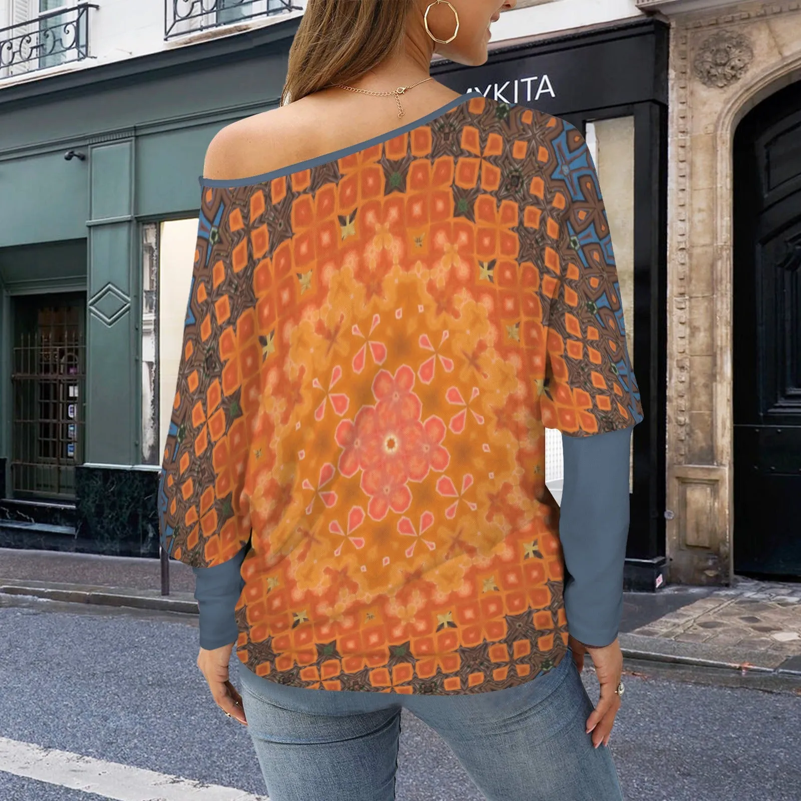 Batwing Long Sleeve Sweater Orange Lily