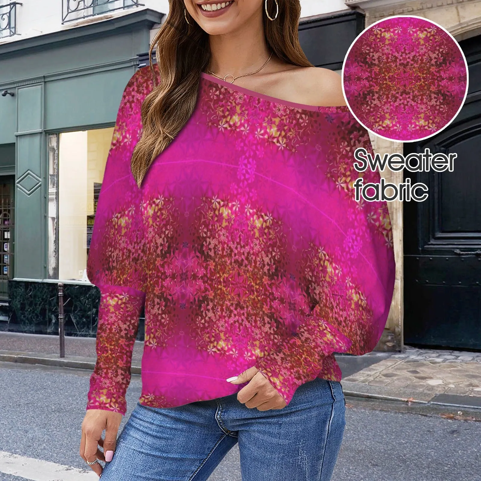 Batwing Long Sleeve Sweater Orchids