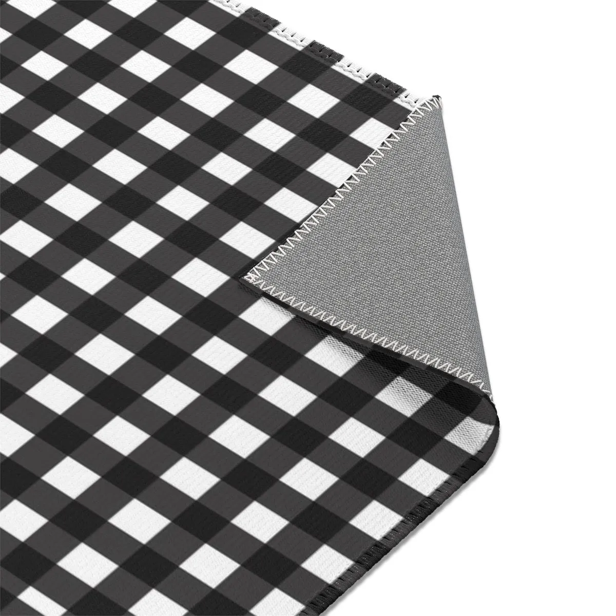 Black White Buffalo Area Rug, White Black Buffalo Plaid Tartan Print 24x36/ 36x60/ 48x72" Carpet