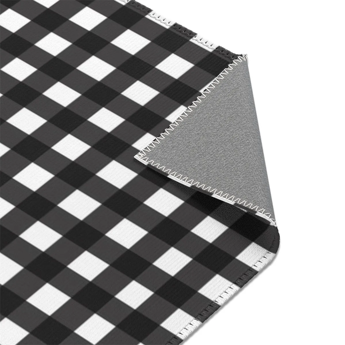 Black White Buffalo Area Rug, White Black Buffalo Plaid Tartan Print 24x36/ 36x60/ 48x72" Carpet