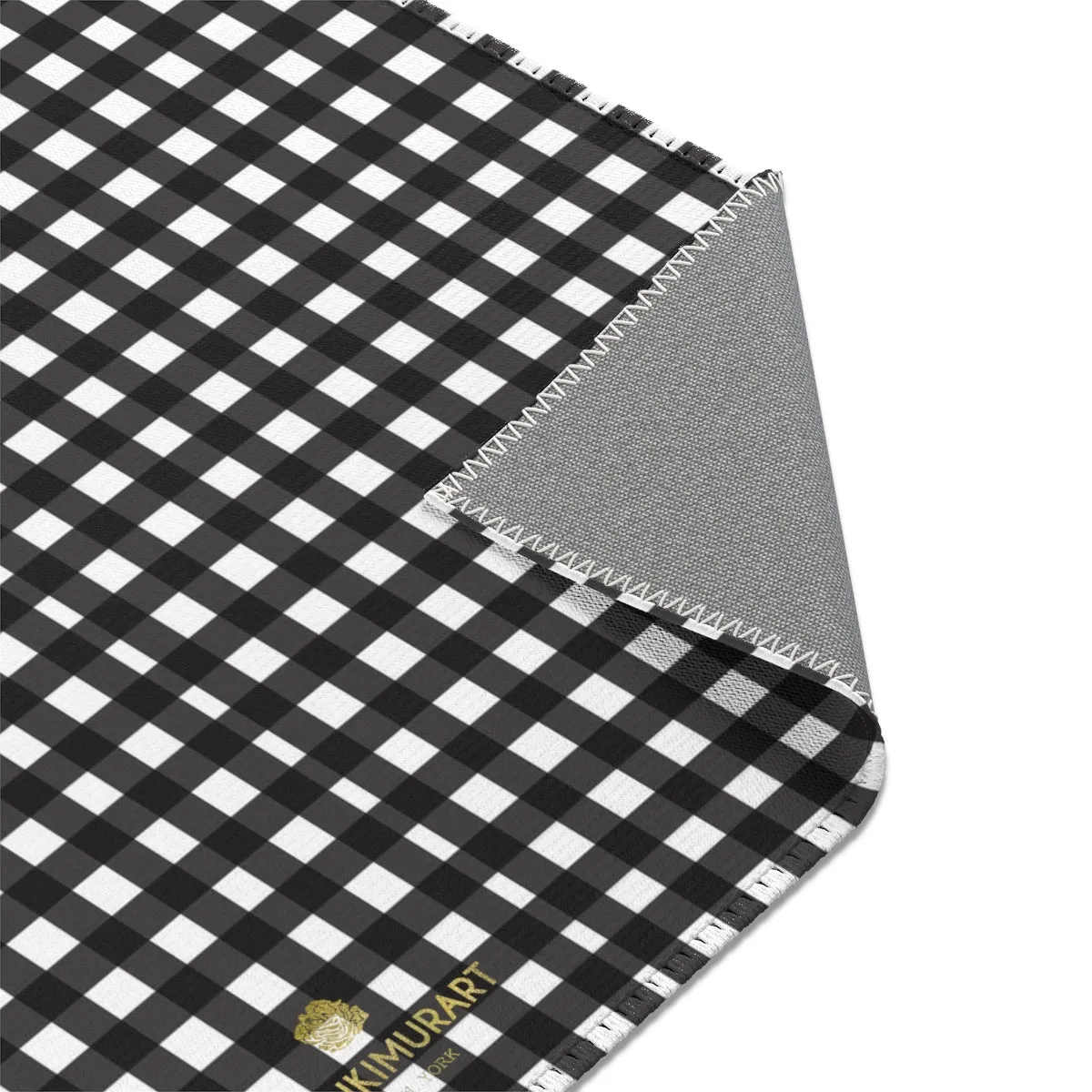 Black White Buffalo Area Rug, White Black Buffalo Plaid Tartan Print 24x36/ 36x60/ 48x72" Carpet