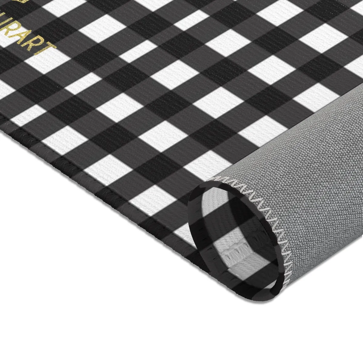 Black White Buffalo Area Rug, White Black Buffalo Plaid Tartan Print 24x36/ 36x60/ 48x72" Carpet