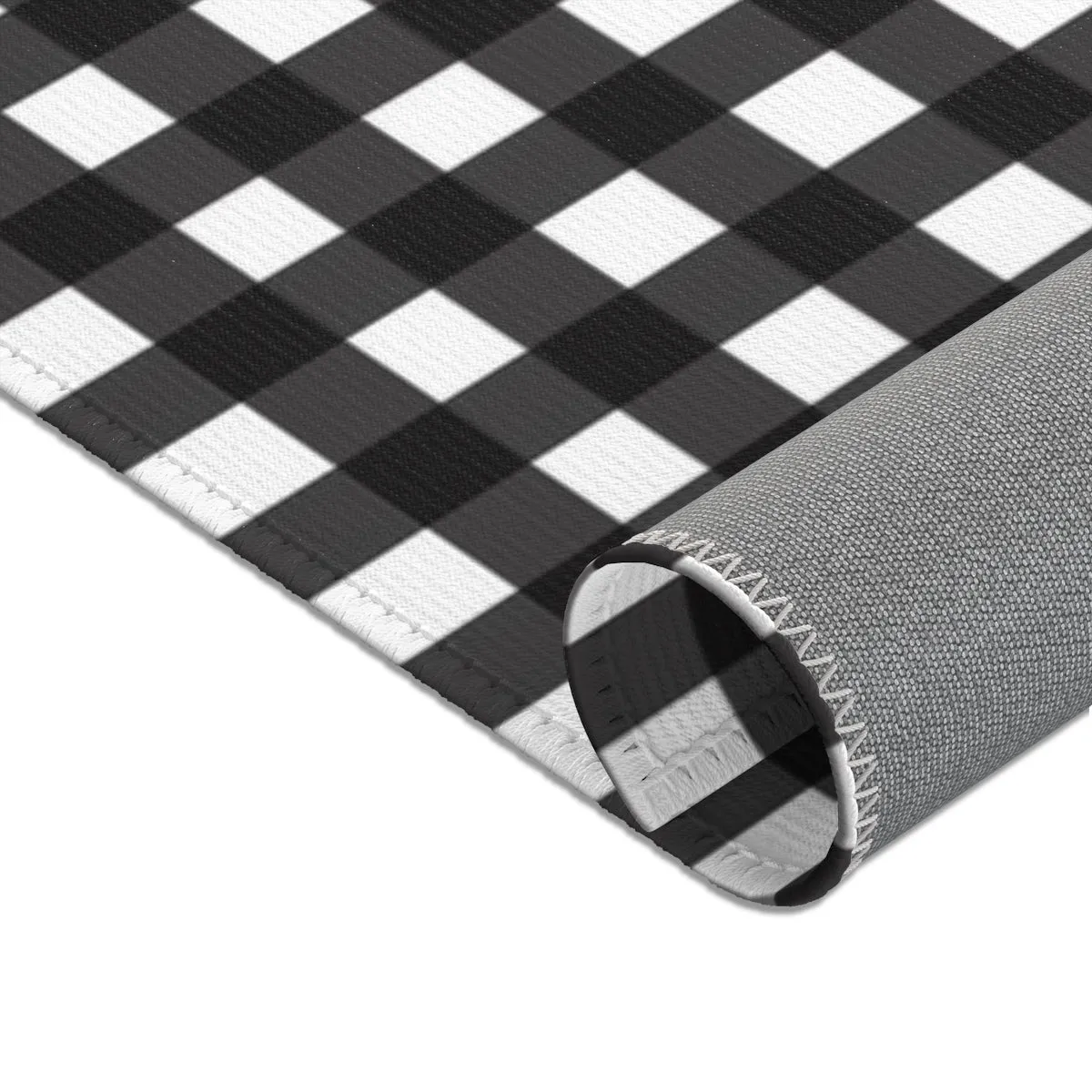 Black White Buffalo Area Rug, White Black Buffalo Plaid Tartan Print 24x36/ 36x60/ 48x72" Carpet