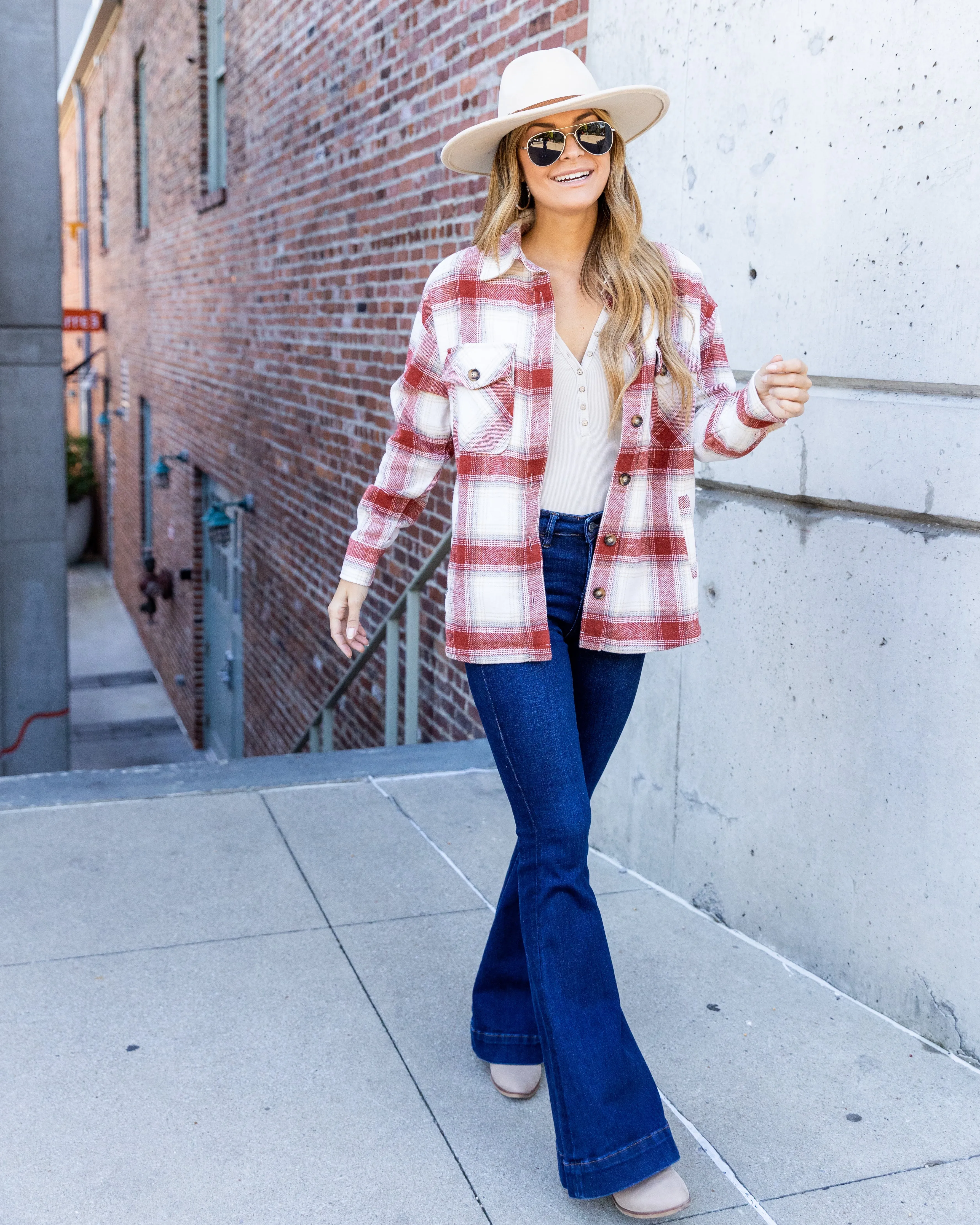 Blake Plaid Fleece Lined Shacket - Red Multi
