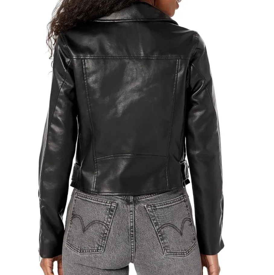 BLANKNYC Vegan Leather Belted Jacket Womens Casual Black Moto Style Size M