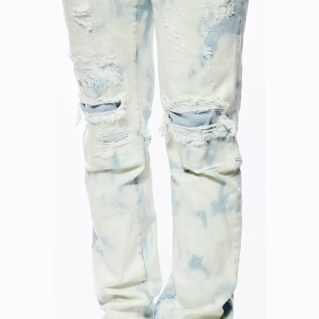 Bleach Washed Rip & Repaired Jeans - Billie Blue