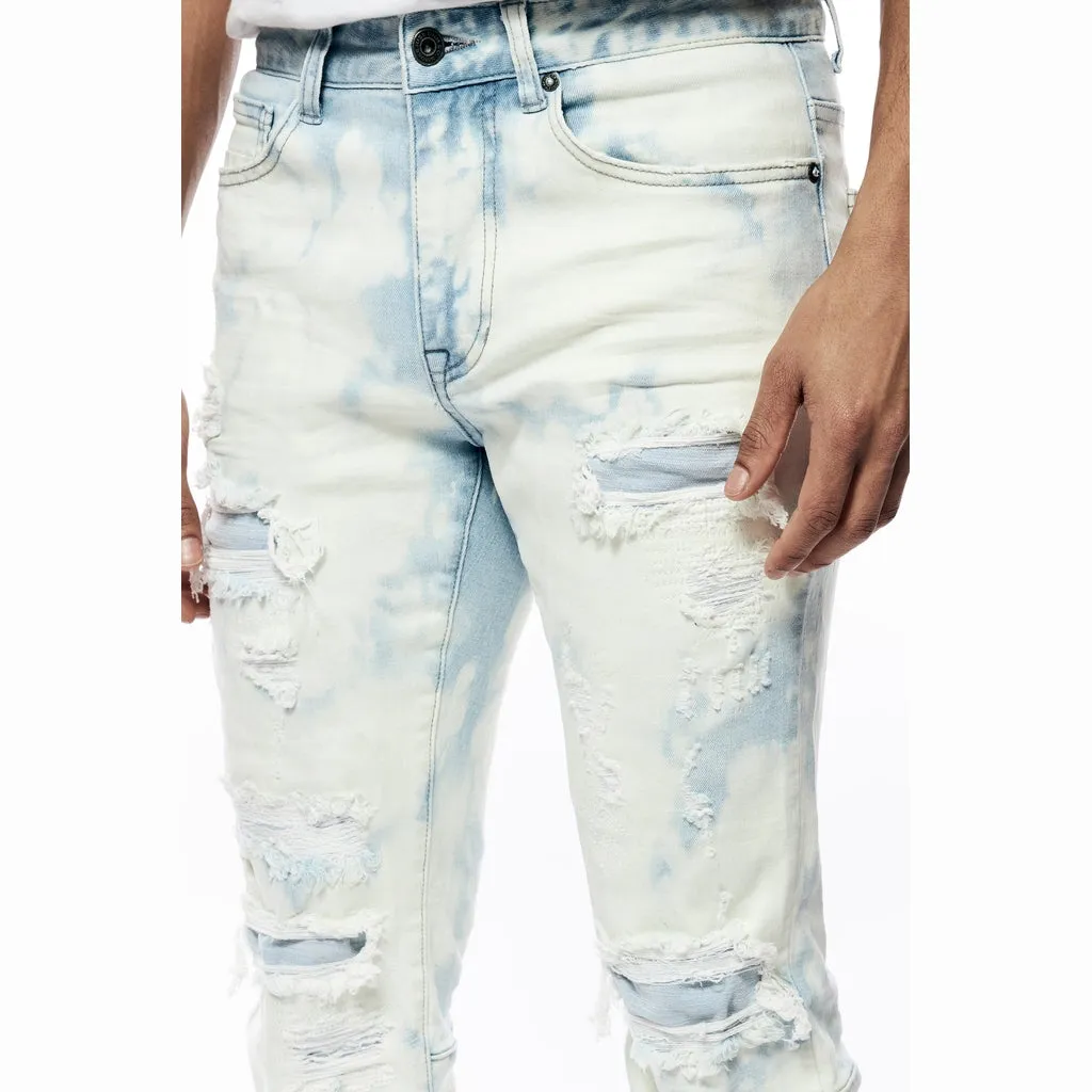Bleach Washed Rip & Repaired Jeans - Billie Blue