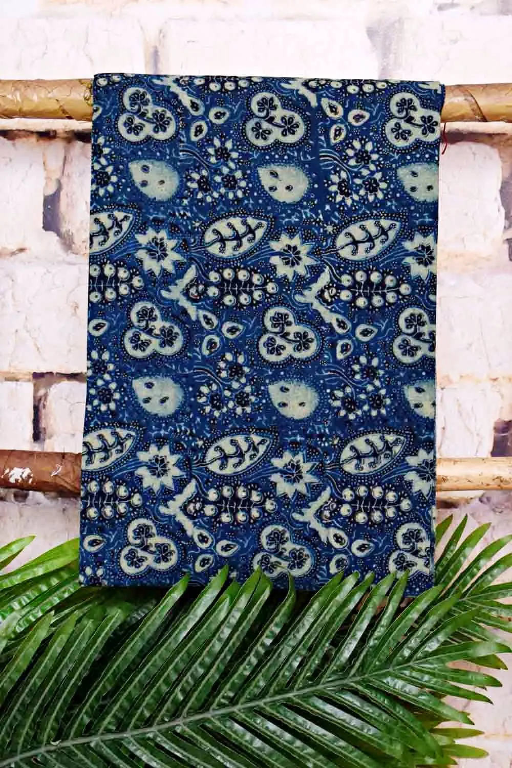 Blue-Green Ajrakh with Batik Unstitched Suit