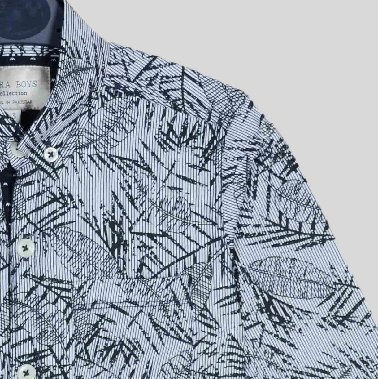 C1216 ZR D.GREY LEAF BOY CAUSAL SHIRT
