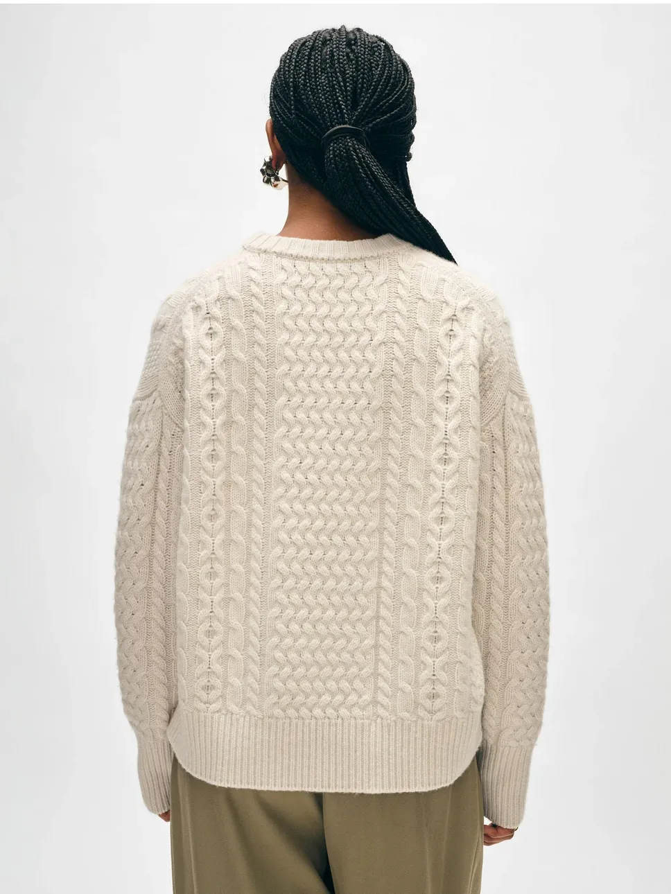 Cashmere Fisherman Cable Pullover Ivory