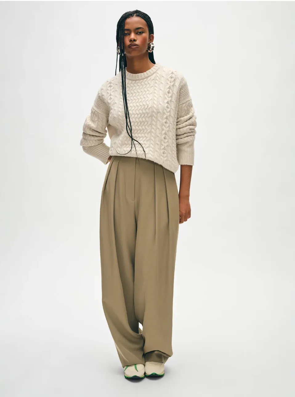 Cashmere Fisherman Cable Pullover Ivory