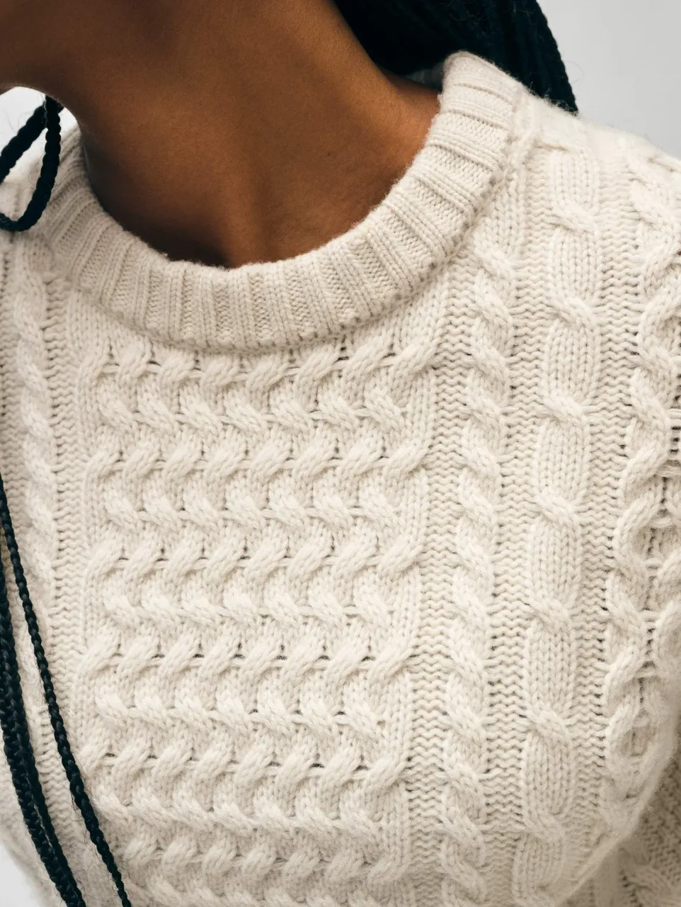 Cashmere Fisherman Cable Pullover Ivory