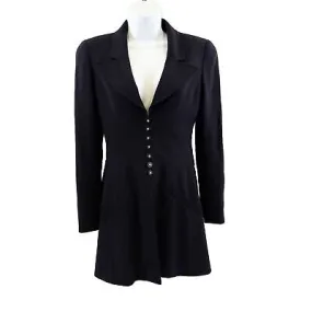 Chanel 1997 Runway Gripoix CC Logo Button Corset Suit Jacket - Dark Navy - US M