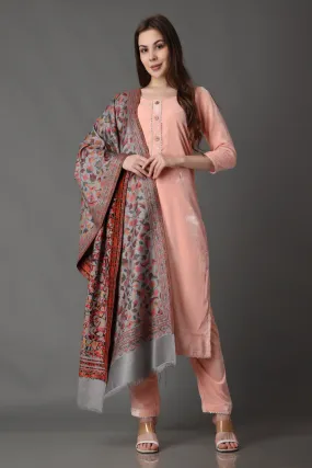 Cherry Blossom Velvet Suit with Shawl