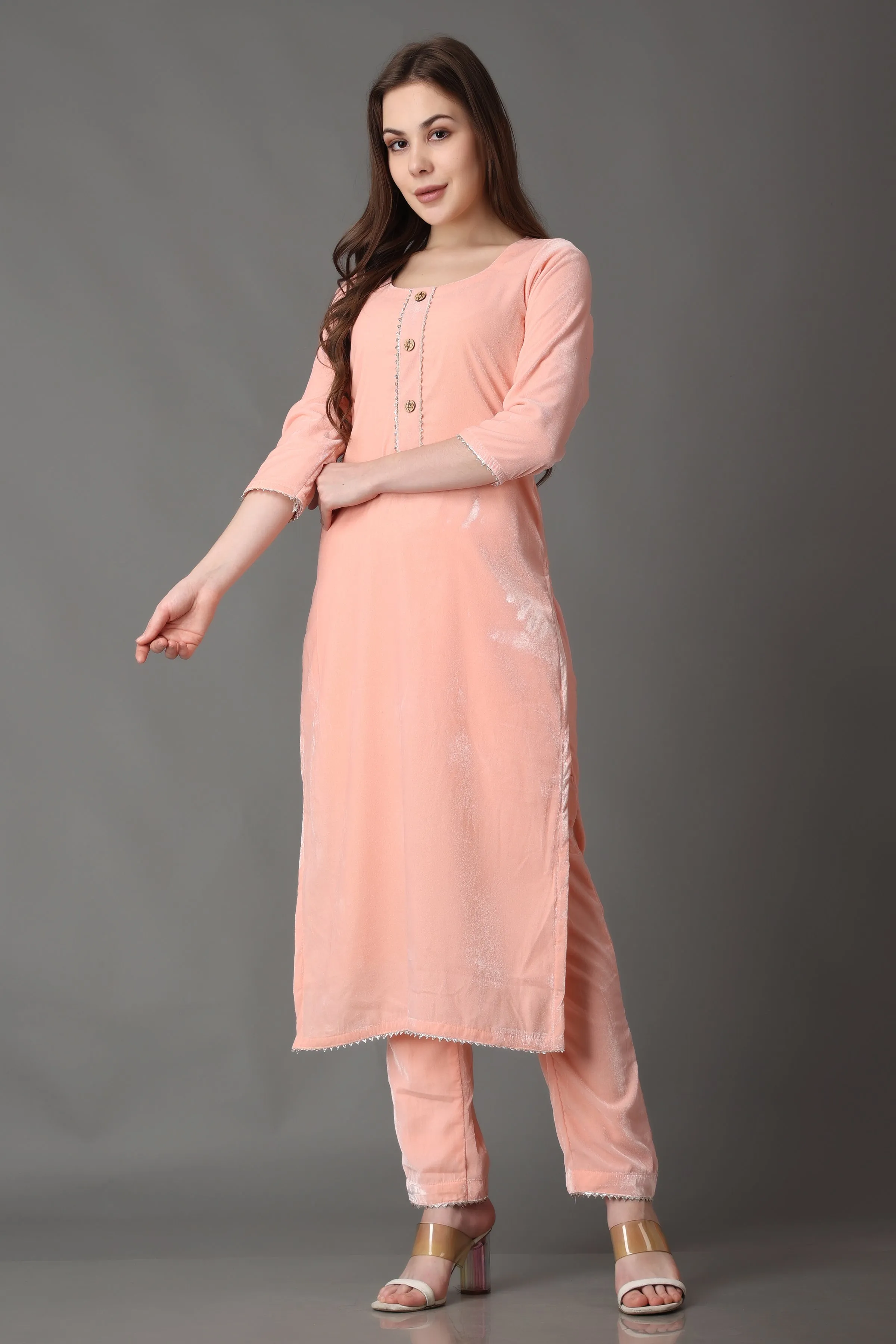 Cherry Blossom Velvet Suit with Shawl