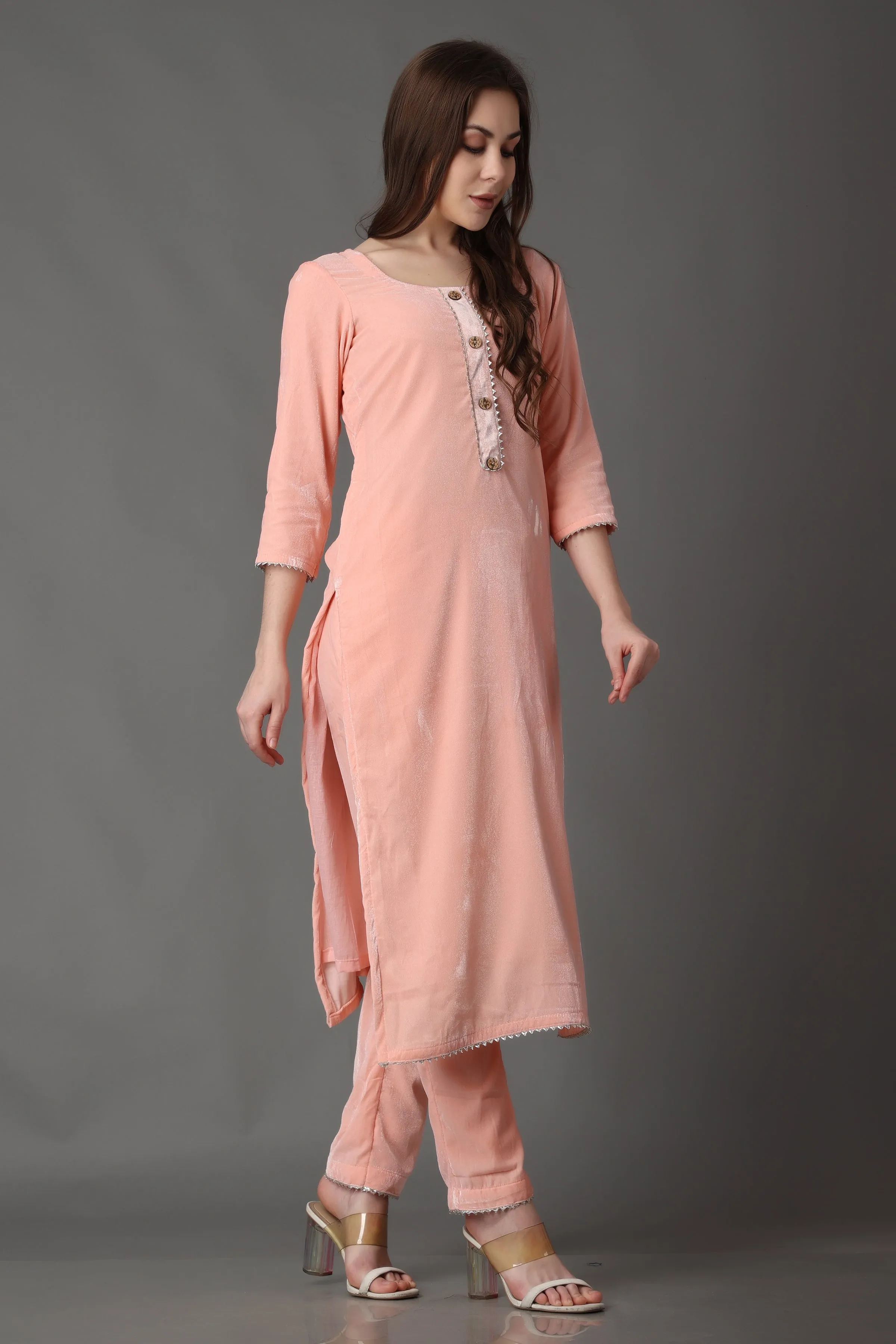 Cherry Blossom Velvet Suit with Shawl