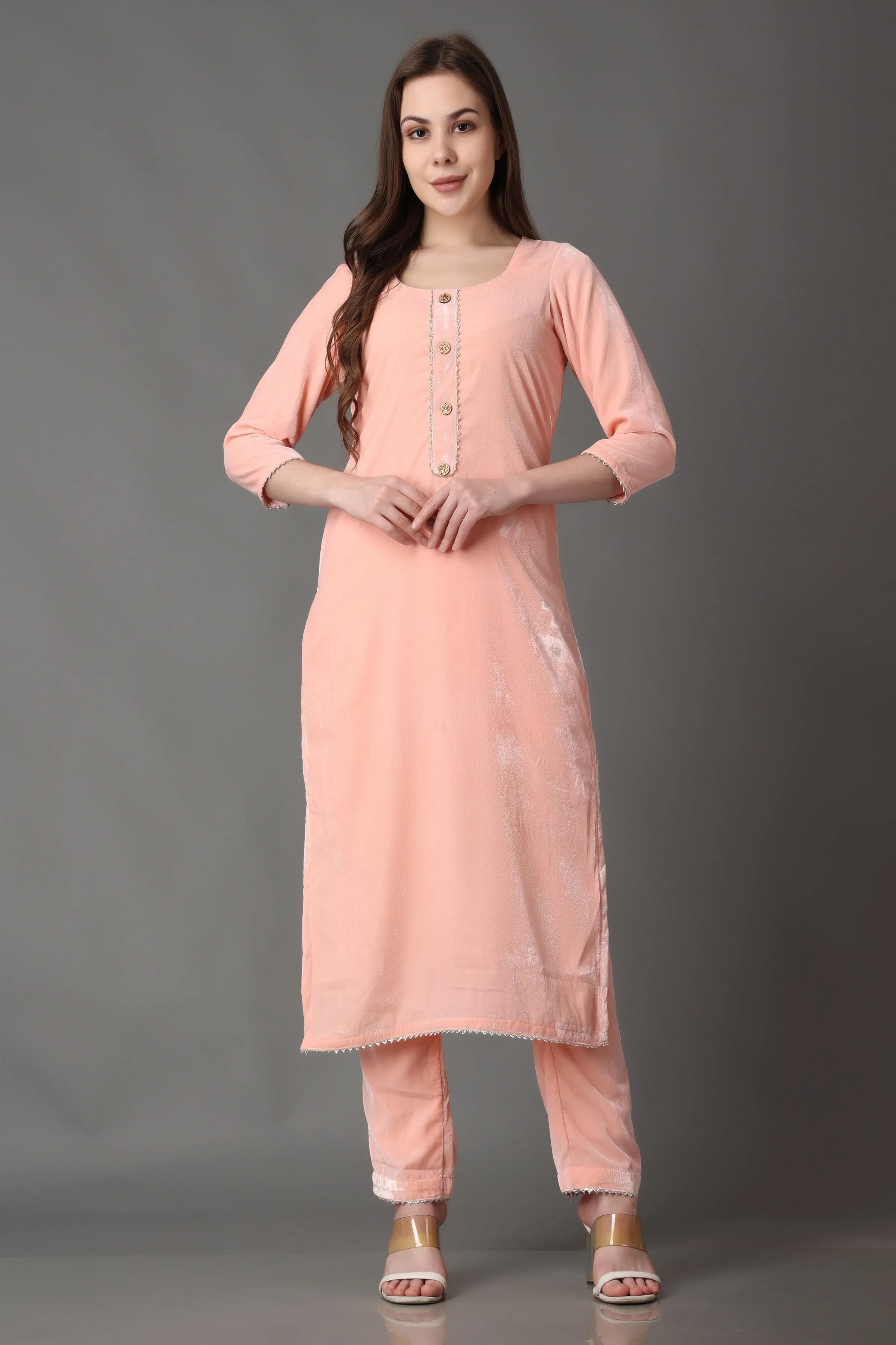Cherry Blossom Velvet Suit with Shawl