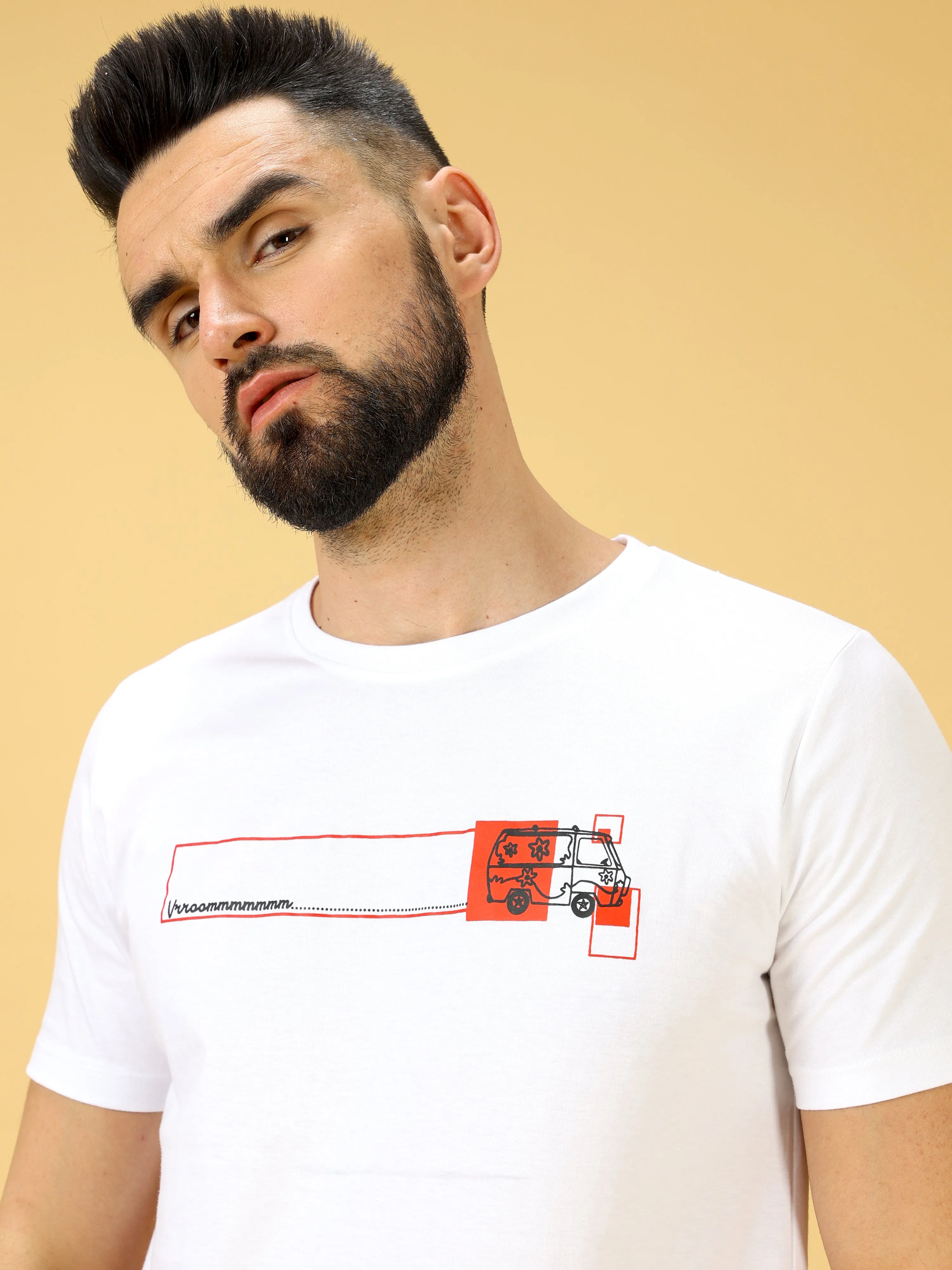 Chest Screen Red/Blck Print Crew Neck T-Shirt