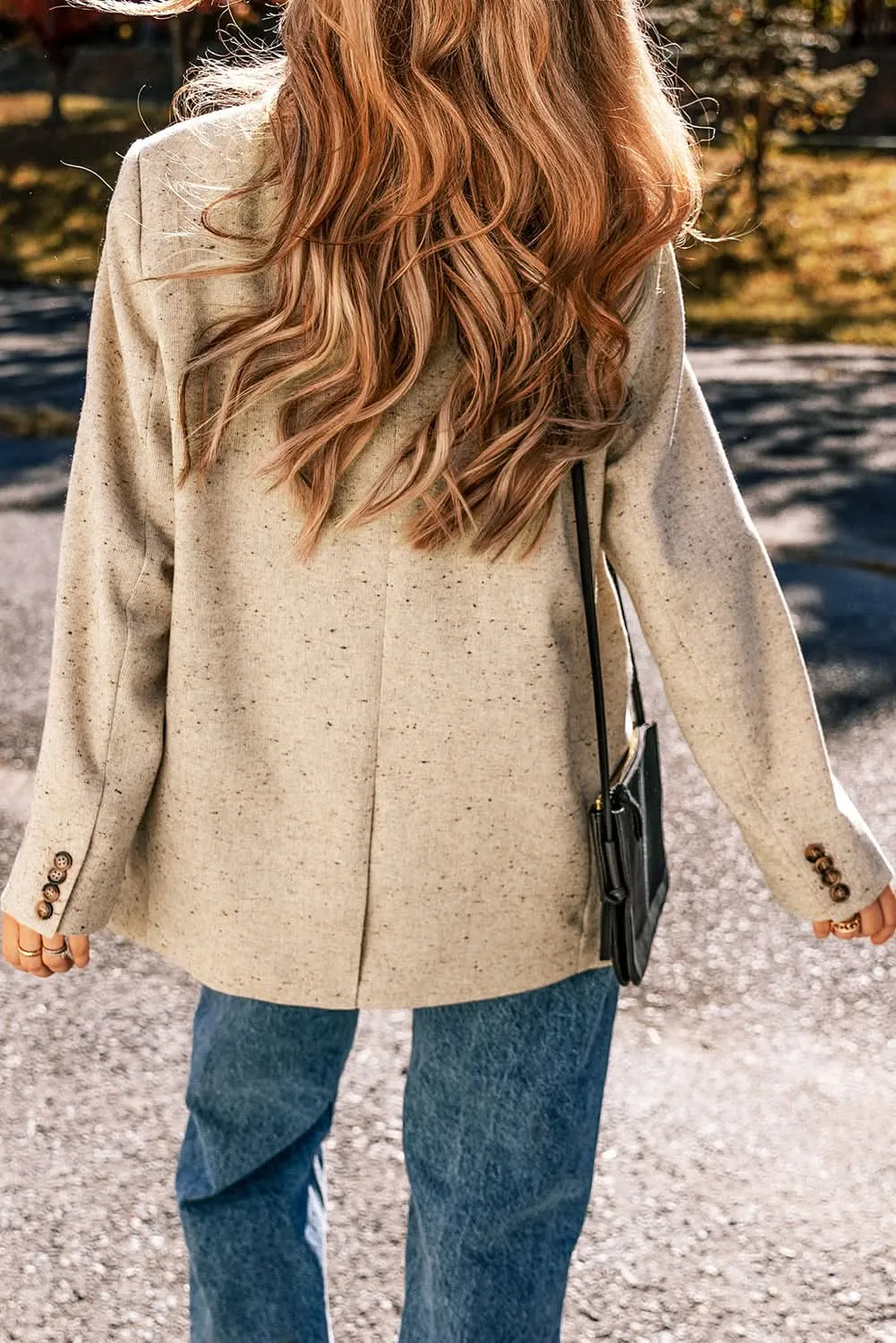 Chic oatmeal suit jacket for women