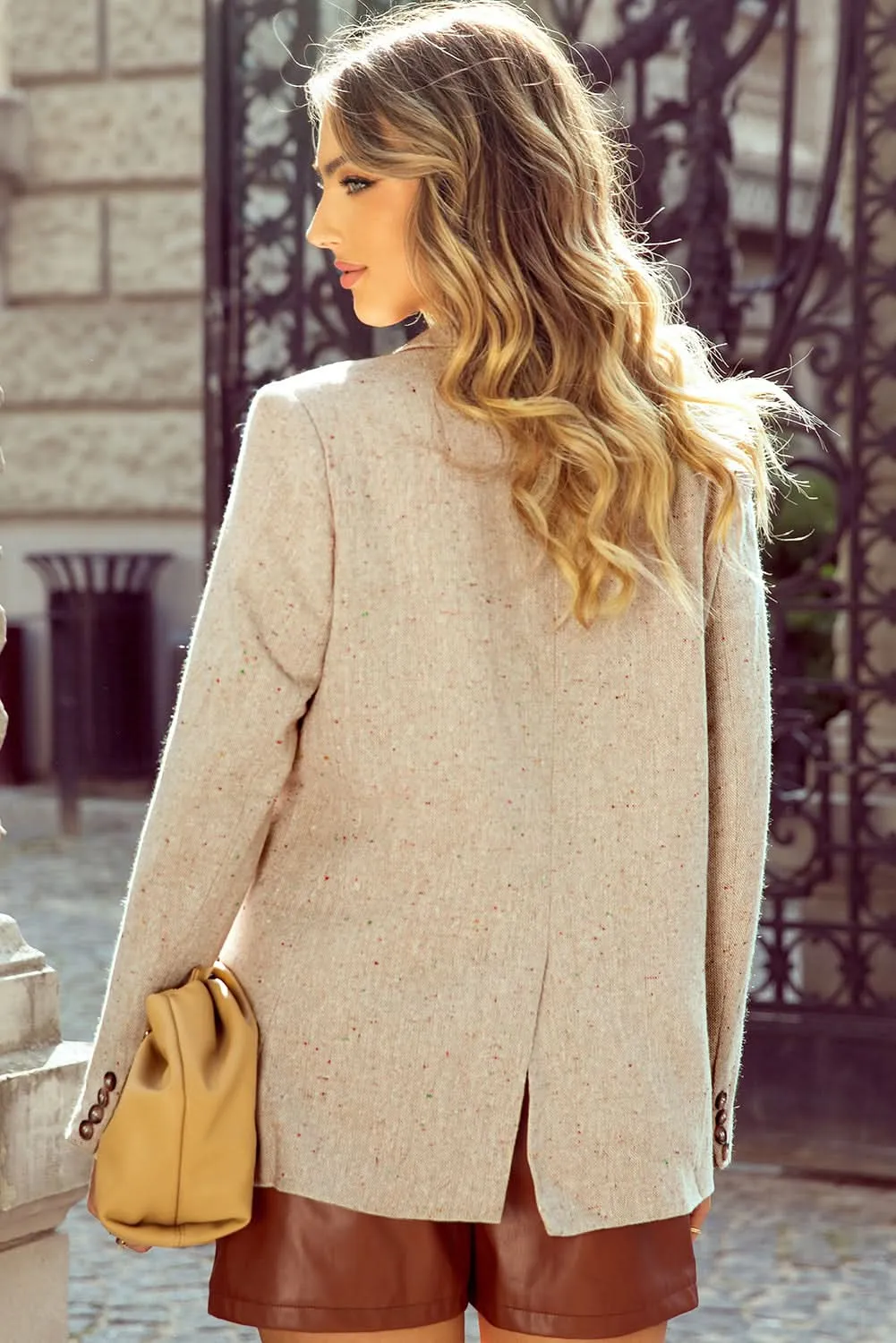 Chic oatmeal suit jacket for women
