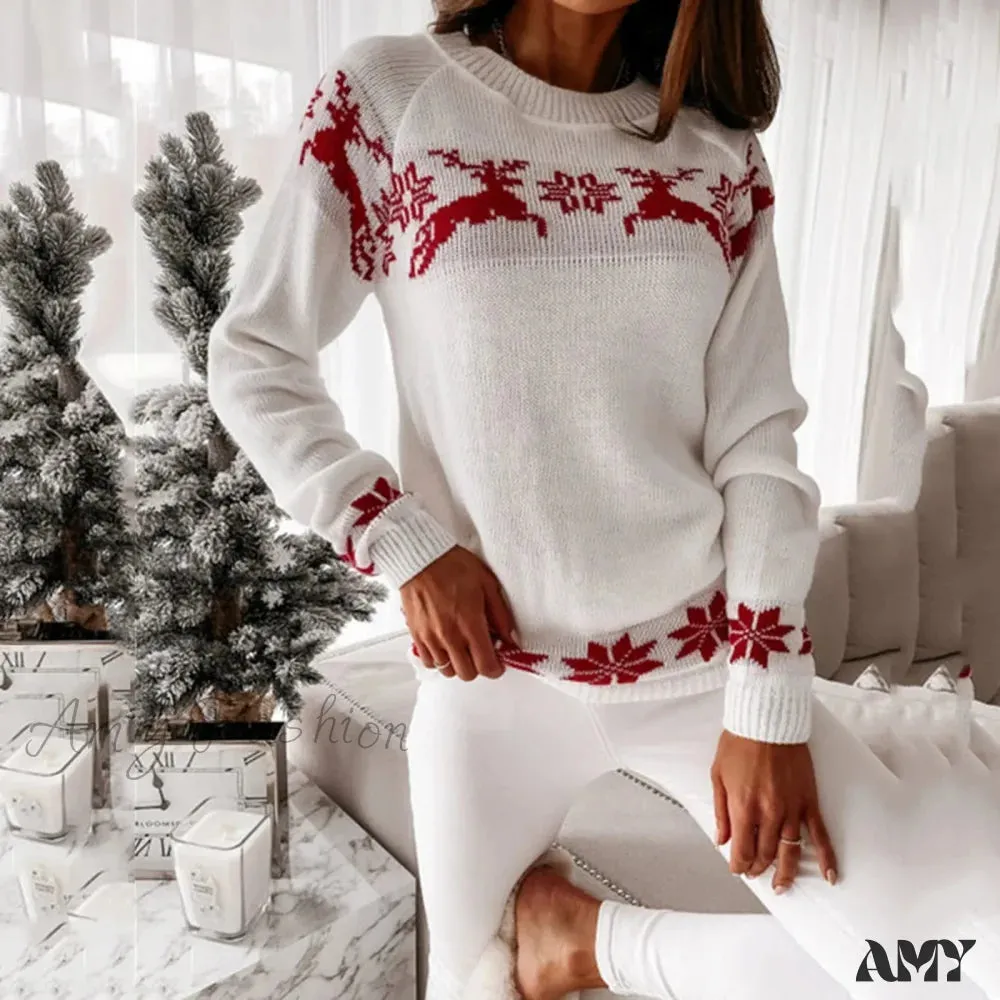 Christmas Deer Knitted Long Sleeve Sweater