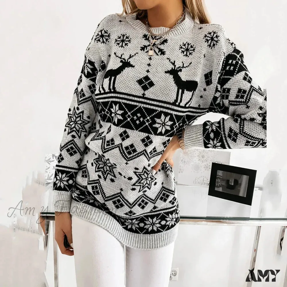 Christmas Deer Knitted Long Sleeve Sweater