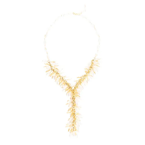 Classic Stylish Beautiful Formica Y Drop Simple Statement Necklace Set Natural