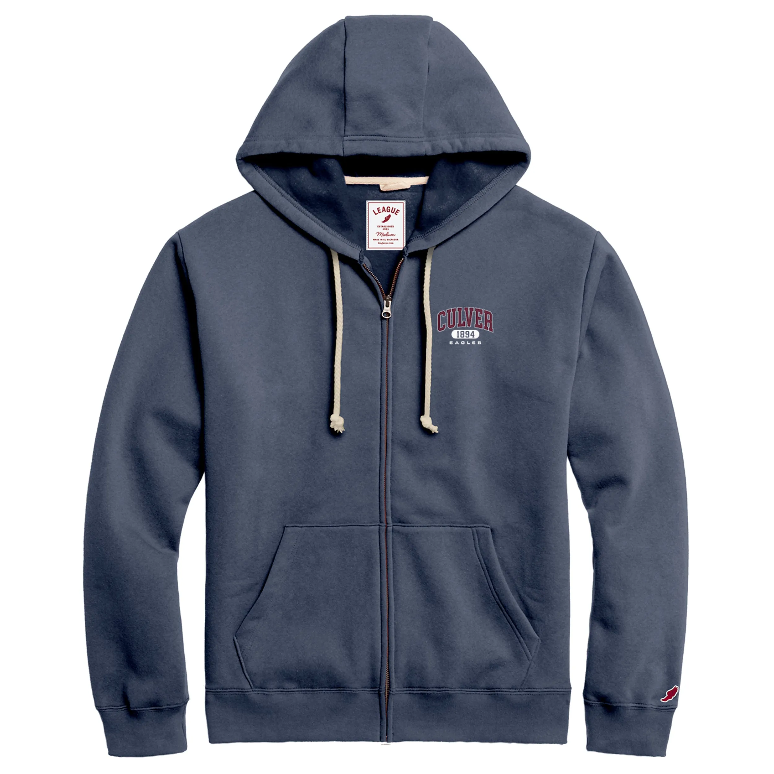 Culver 1894 Essential Fleece Full Zip Hood - Denim Blue