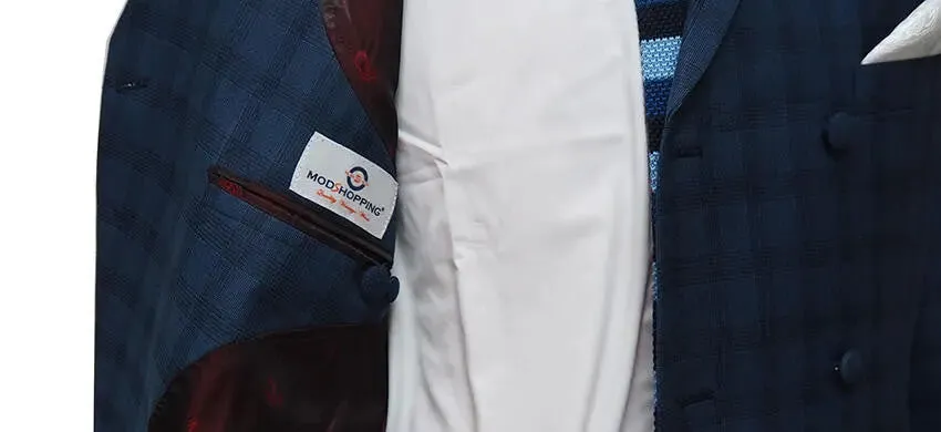 Double Breasted Suit | Navy Blue Prince Of Wales Suit