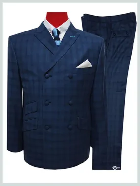 Double Breasted Suit | Navy Blue Prince Of Wales Suit