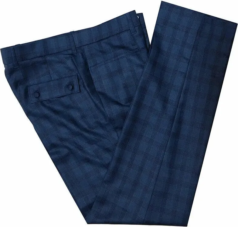 Double Breasted Suit | Navy Blue Prince Of Wales Suit