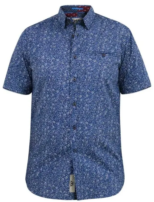 Duke Kyle Print Blue Short Sleeve Shirt Blue