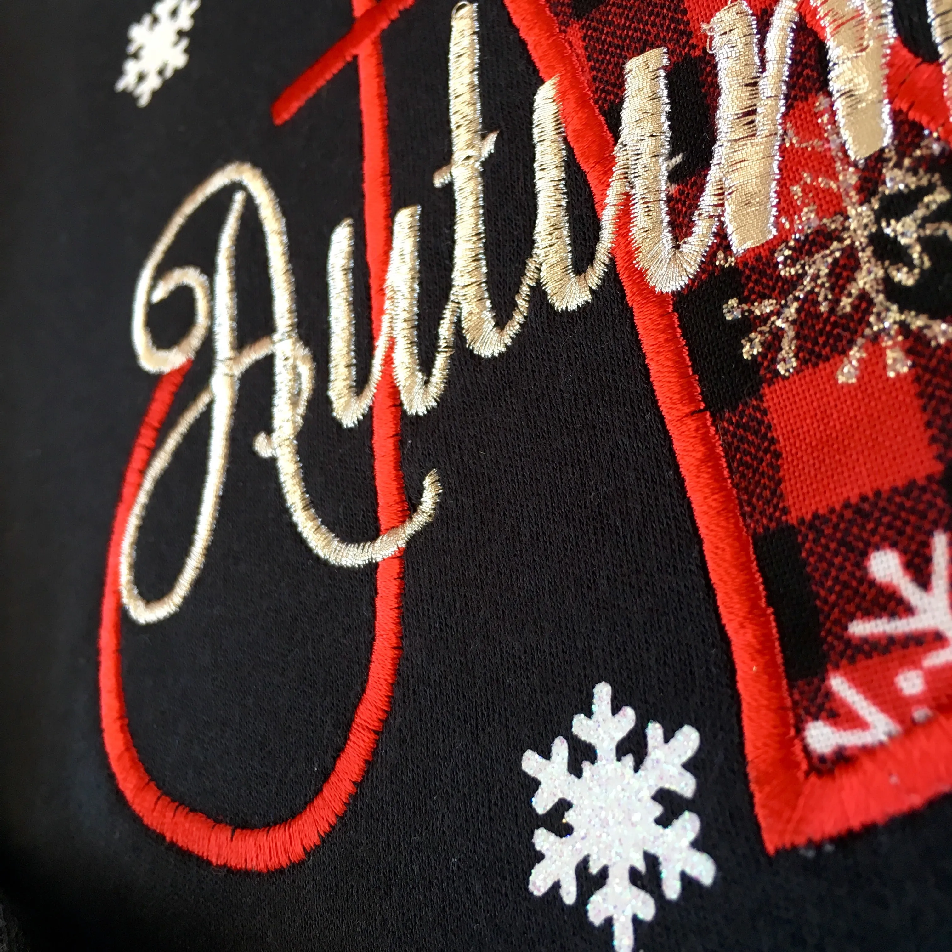 Embroidered Name & Snowflakes Shirt Only