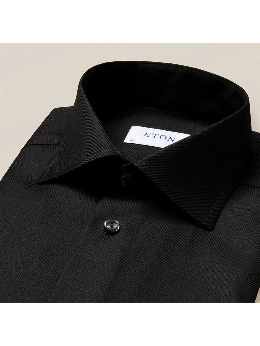 Eton Contemporary Fit Black Textured Twill Dress Shirt