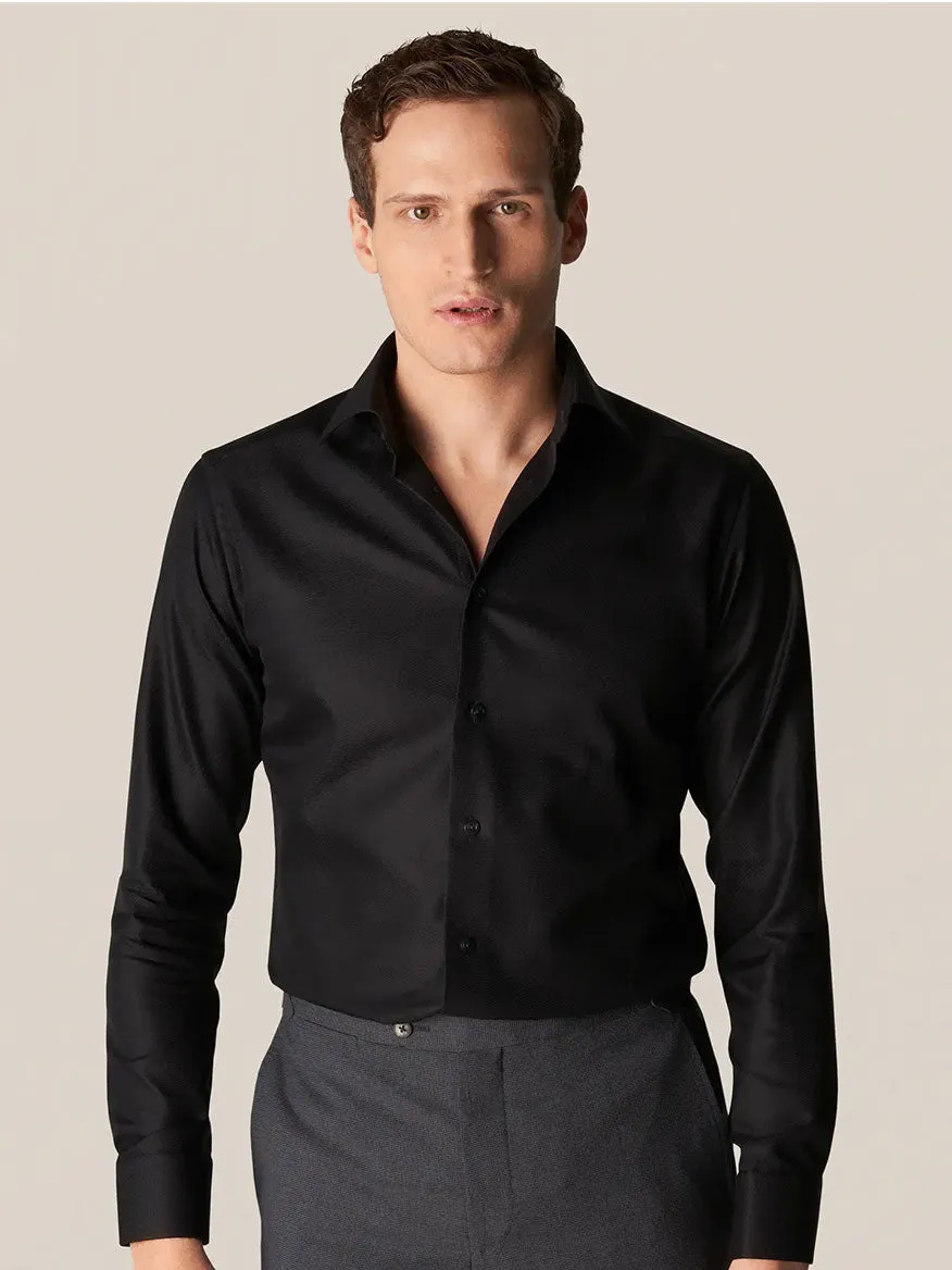 Eton Contemporary Fit Black Textured Twill Dress Shirt