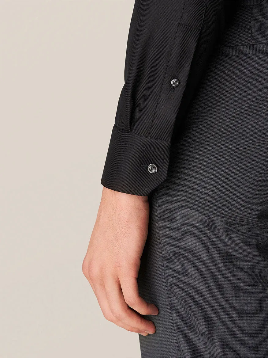 Eton Contemporary Fit Black Textured Twill Dress Shirt