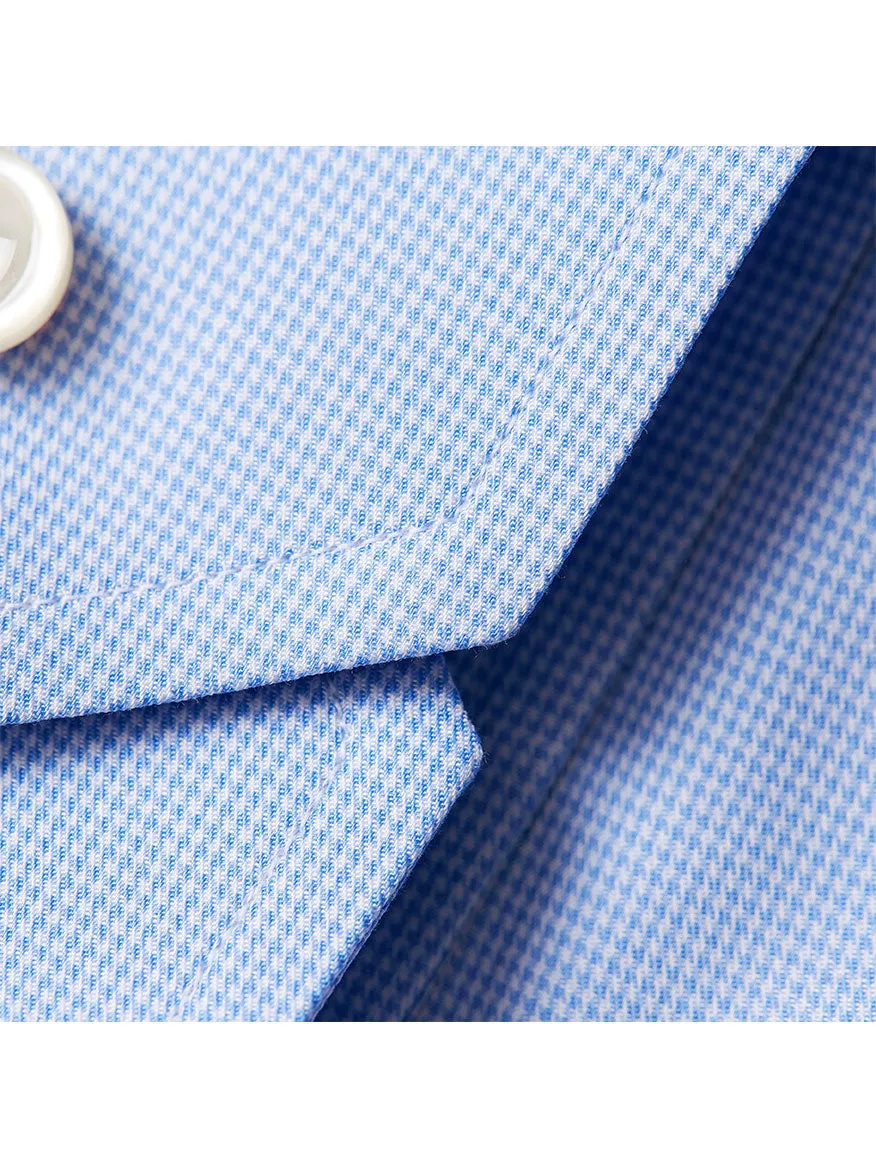 Eton Contemporary Fit Light Blue Houndstooth Dress Shirt