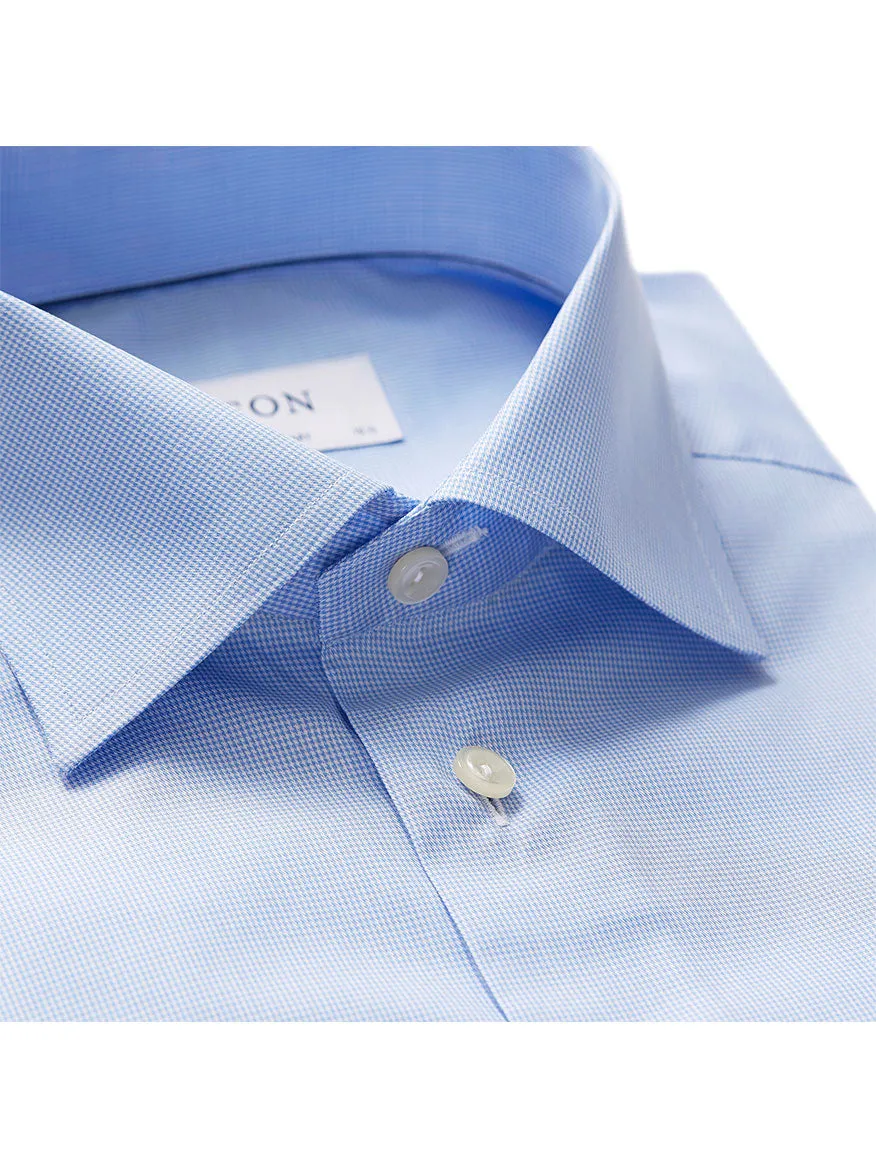 Eton Contemporary Fit Light Blue Houndstooth Dress Shirt