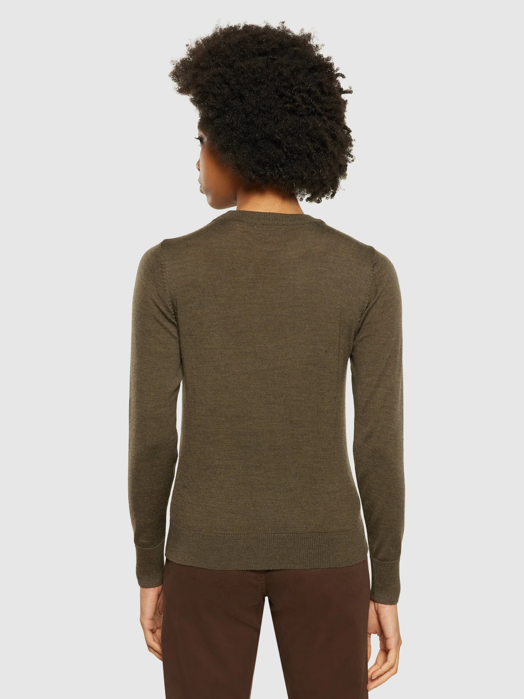 Fine merino crew neck - RWS - Dark Olive
