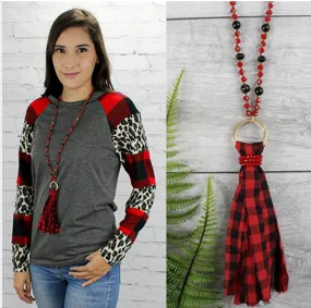 #H01 Plaid Princess Earring and Necklace Set